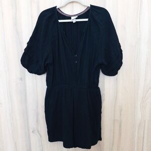 Knox Rose Womens Gauze Romper Size XL Black Boho Cottagecore Minimalist Summer